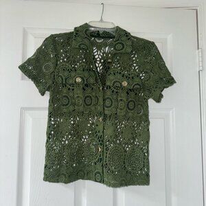 Boston Proper Olive Lace Crochet Top!